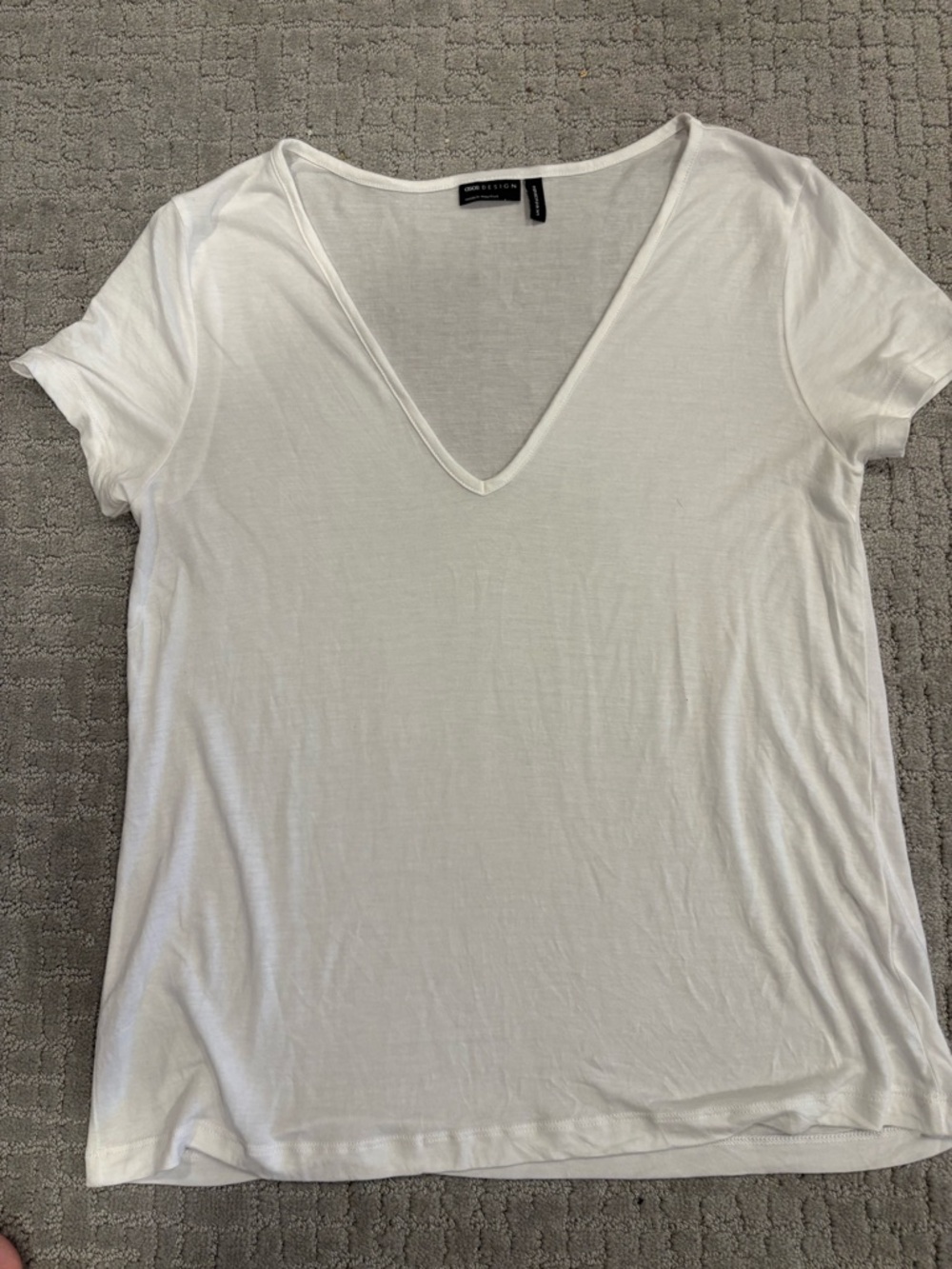 Madewell White Deep V-Neck Short Sleeve Tee